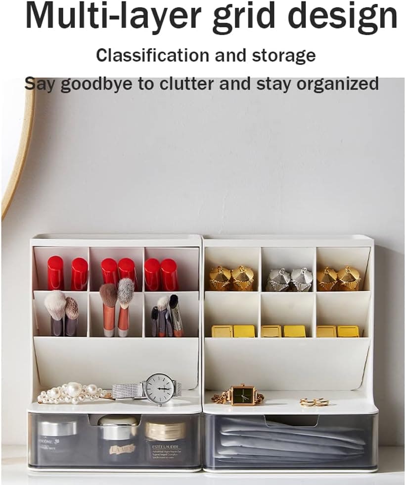 Slop Desktop Storage Box With Drawer, Classify Drawer Type Storage Box, 6 Compartment Multipurpose Organizer With Drawer, Rounded Corners Desk Stationary Organizer, Office School Inclines Desk Pen Organizer Slop Desktop Storage Box With Drawer, Classify Drawer Type Storage Box, 6 Compartment Multipurpose Organizer With Drawer, Rounded Corners Desk Stationary Organizer, Office School Inclines Desk Pen Organizer